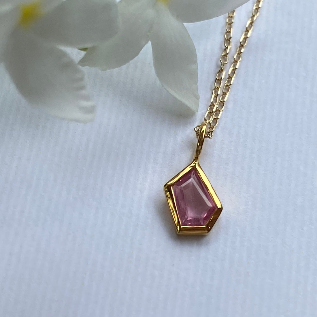 Pink Sapphire Pendant Necklace, September Birthstone Necklace