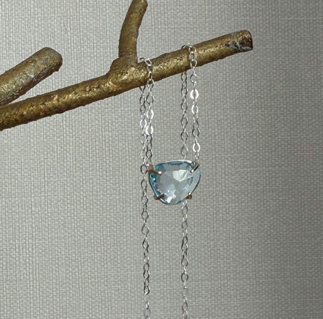 Sky Blue Topaz Pendant Necklace, November Birthstone