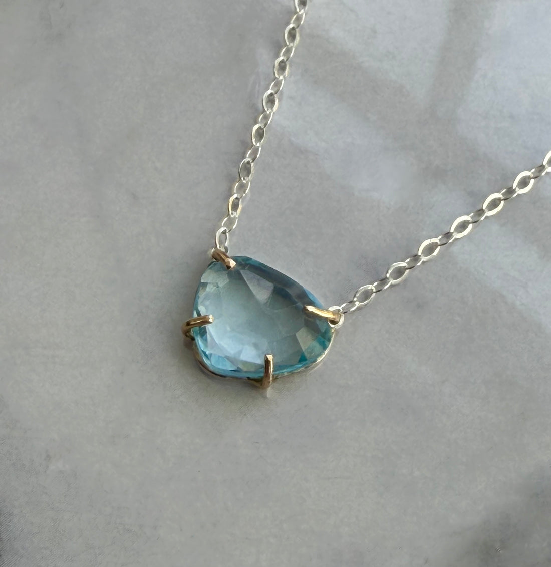 Sky Blue Topaz Pendant Necklace, November Birthstone