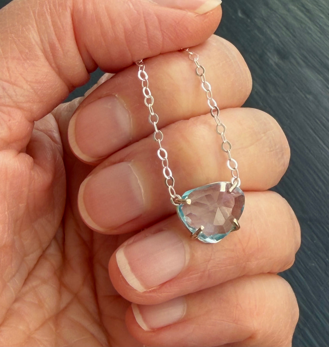 Sky Blue Topaz Pendant Necklace, November Birthstone