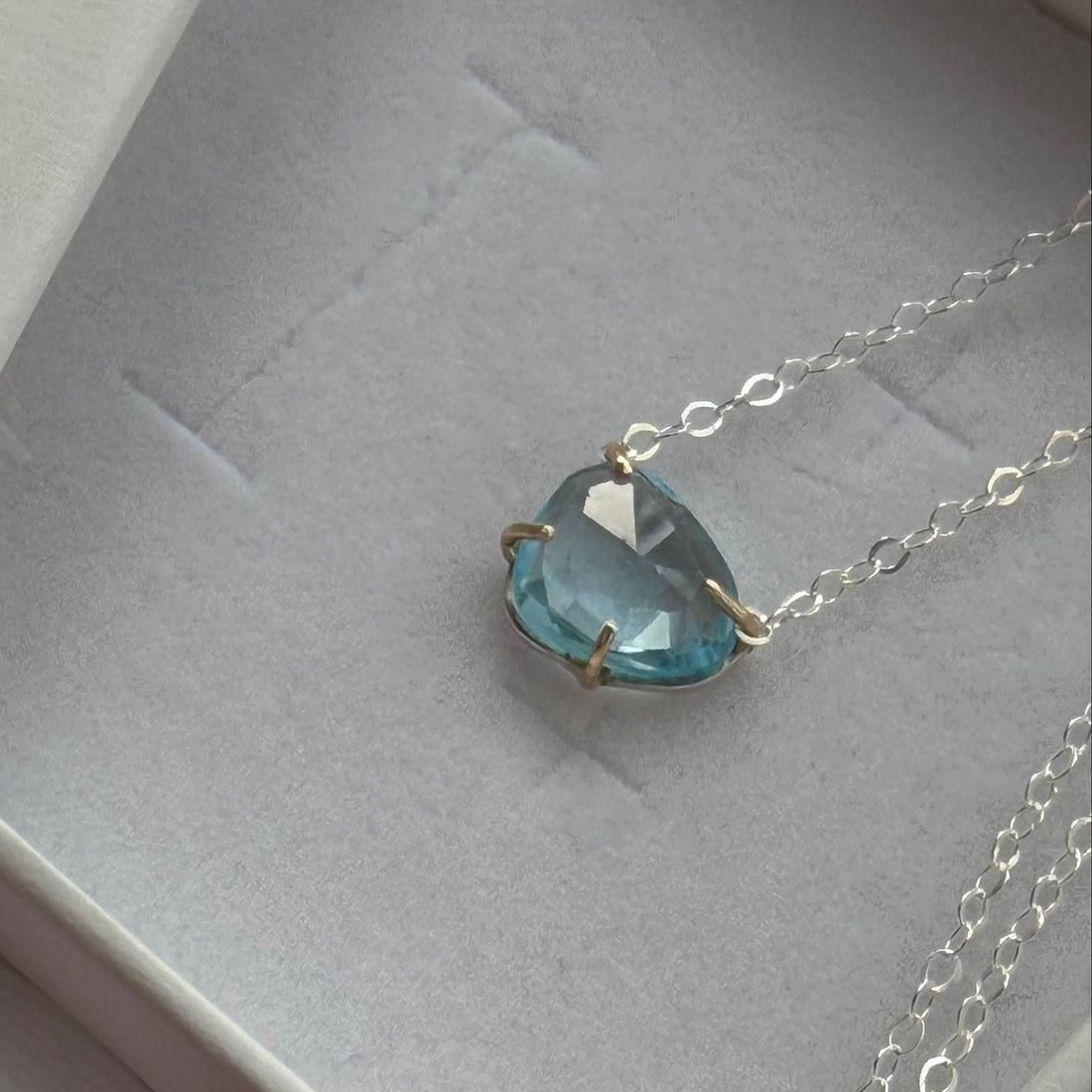 Sky Blue Topaz Pendant Necklace, November Birthstone