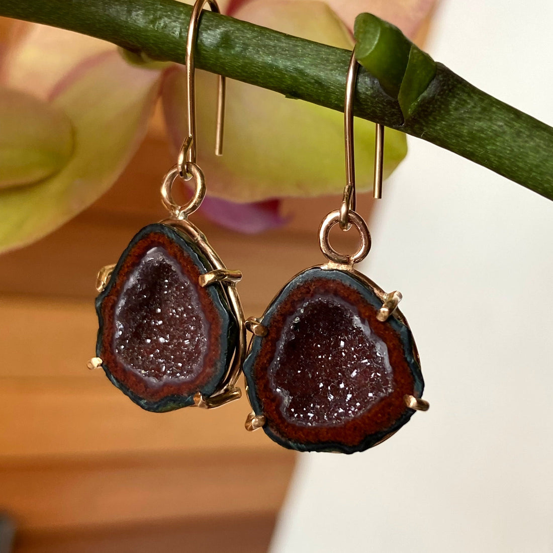 Natural Mexican Tabasco Geode Earrings