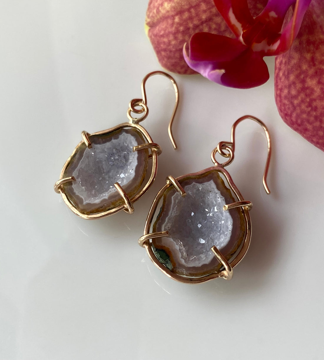 Natural Mexican Tabasco Geode Earrings