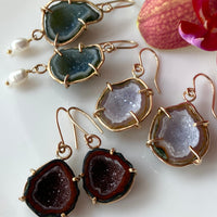 Natural Mexican Tabasco Geode Earrings