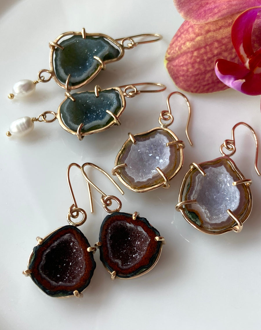 Natural Mexican Tabasco Geode Earrings