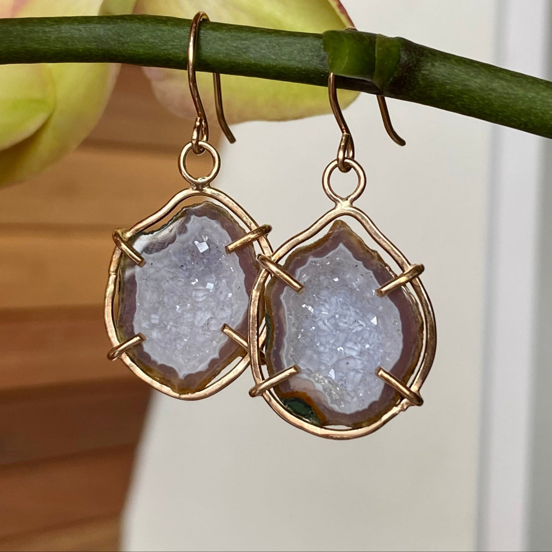 Natural Mexican Tabasco Geode Earrings