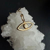 Evil Eye Pendant with Diamond, April Birthstone Necklace
