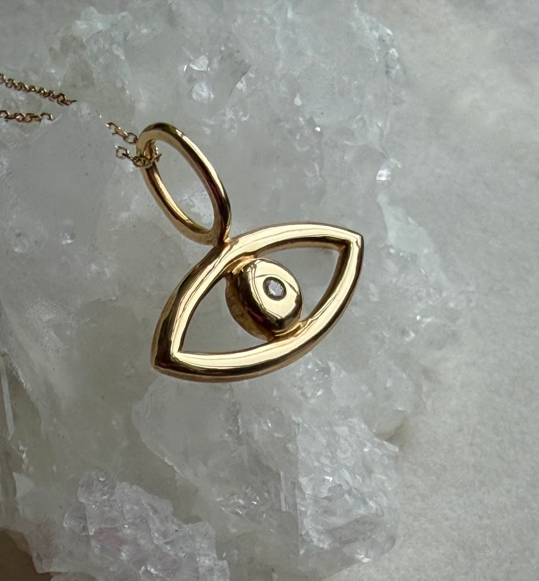 Evil Eye Pendant with Diamond, April Birthstone Necklace