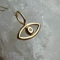 Evil Eye Pendant with Diamond, April Birthstone Necklace