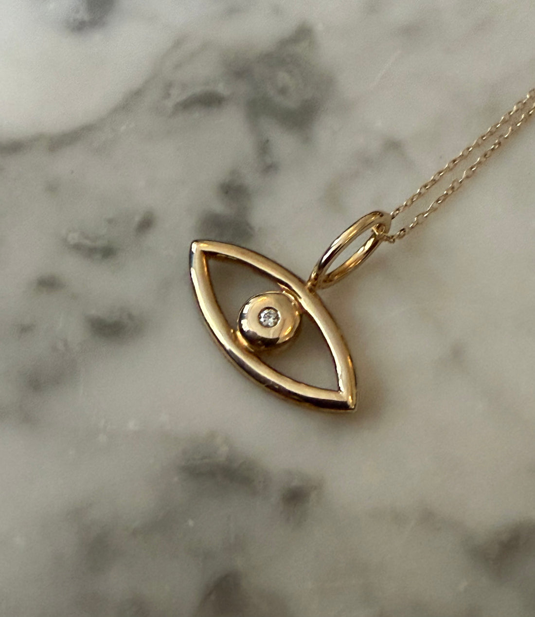 Evil Eye Pendant with Diamond, April Birthstone Necklace