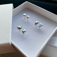 Tahitian Keshi Pearl Stud Earrings, June Birthstone Earrings