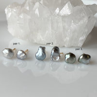 Tahitian Keshi Pearl Stud Earrings, June Birthstone Earrings