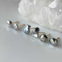 Tahitian Keshi Pearl Stud Earrings, June Birthstone Earrings