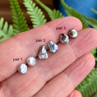 Tahitian Keshi Pearl Stud Earrings, June Birthstone Earrings