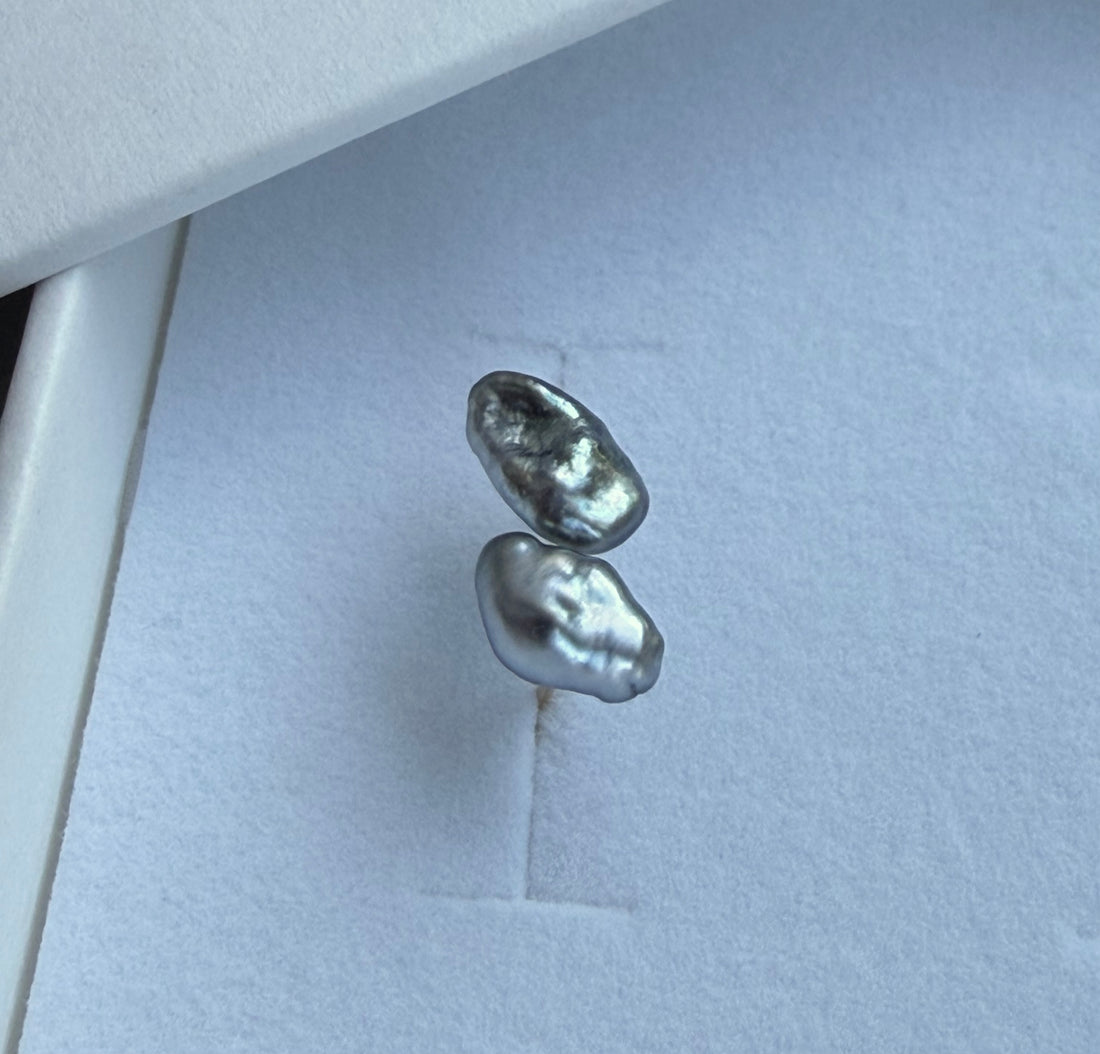 Tahitian Keshi Pearl Stud Earrings, June Birthstone Earrings