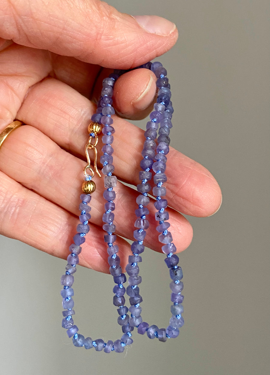 Tanzanite Silk Knotted Necklace, December Birthstone Necklace