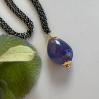 Natural Tanzanite Pendant Necklace, December Birthstone Necklace