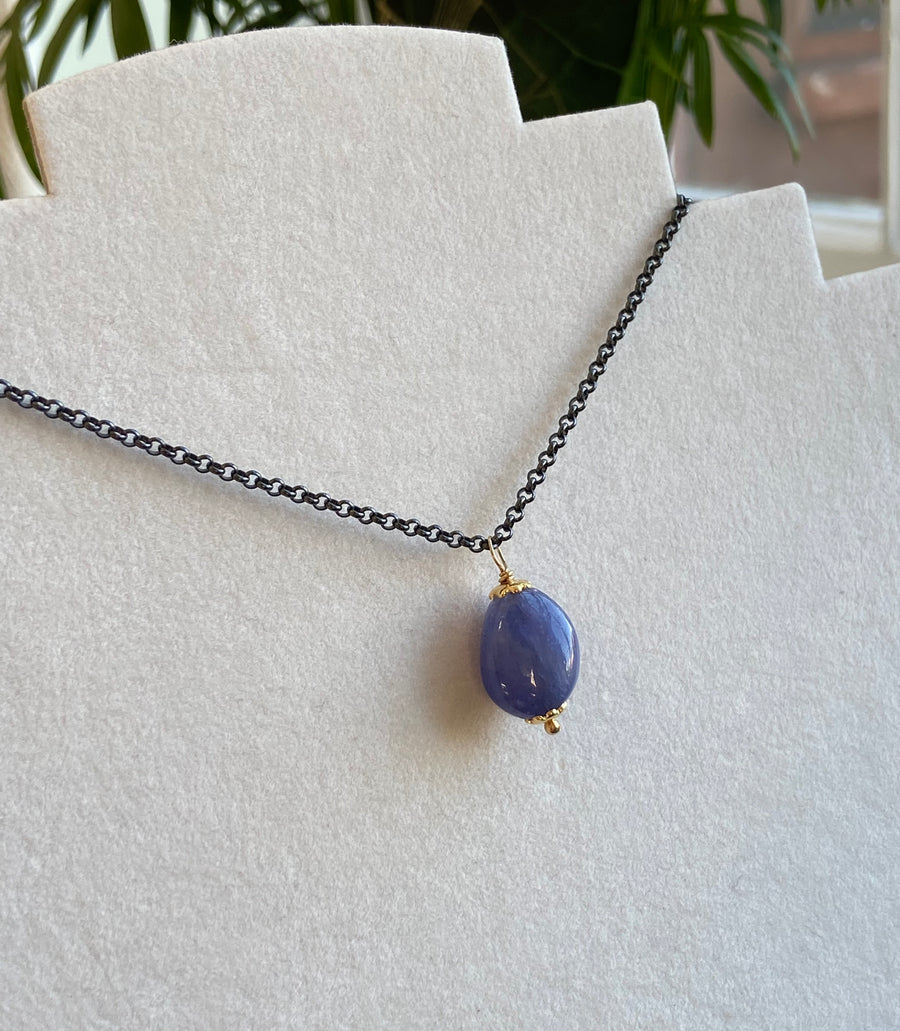 Natural Tanzanite Pendant Necklace, December Birthstone Necklace