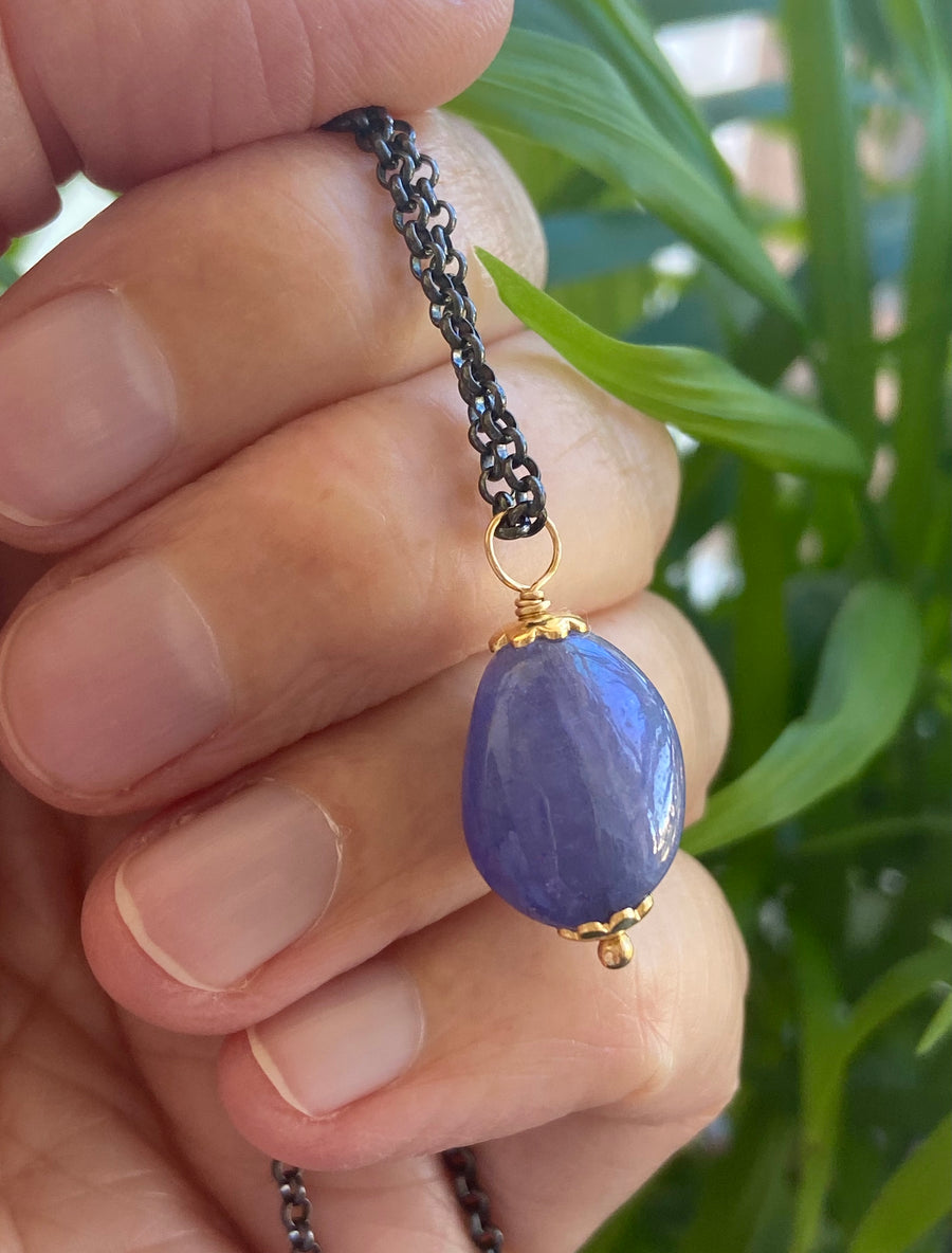 Natural Tanzanite Pendant Necklace, December Birthstone Necklace