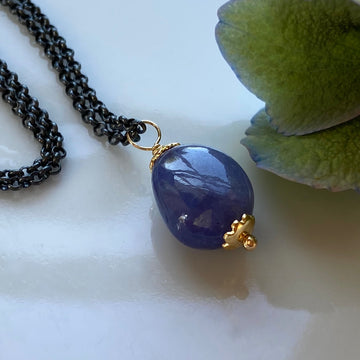 Natural Tanzanite Pendant Necklace, December Birthstone Necklace