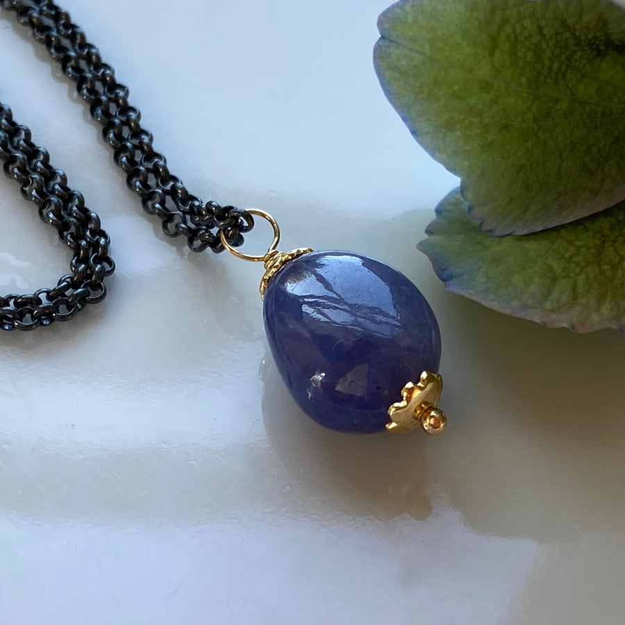 Natural Tanzanite Pendant Necklace, December Birthstone Necklace