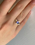 Tanzanite 14k Gold and Silver Ring, Engagement Wedding Ring