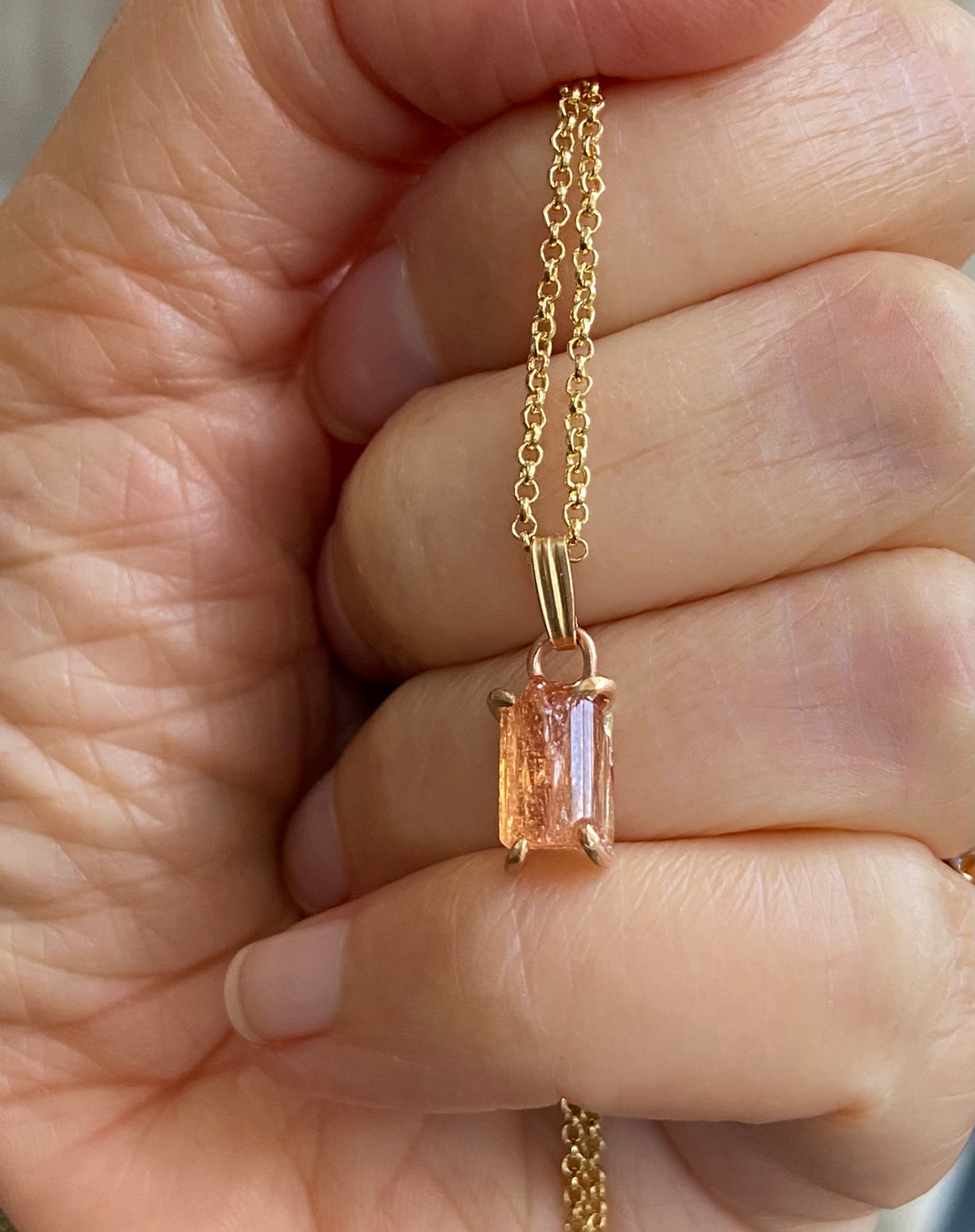 Raw Brazilian Imperial Topaz Pendant Necklace, November Birthstone Necklace