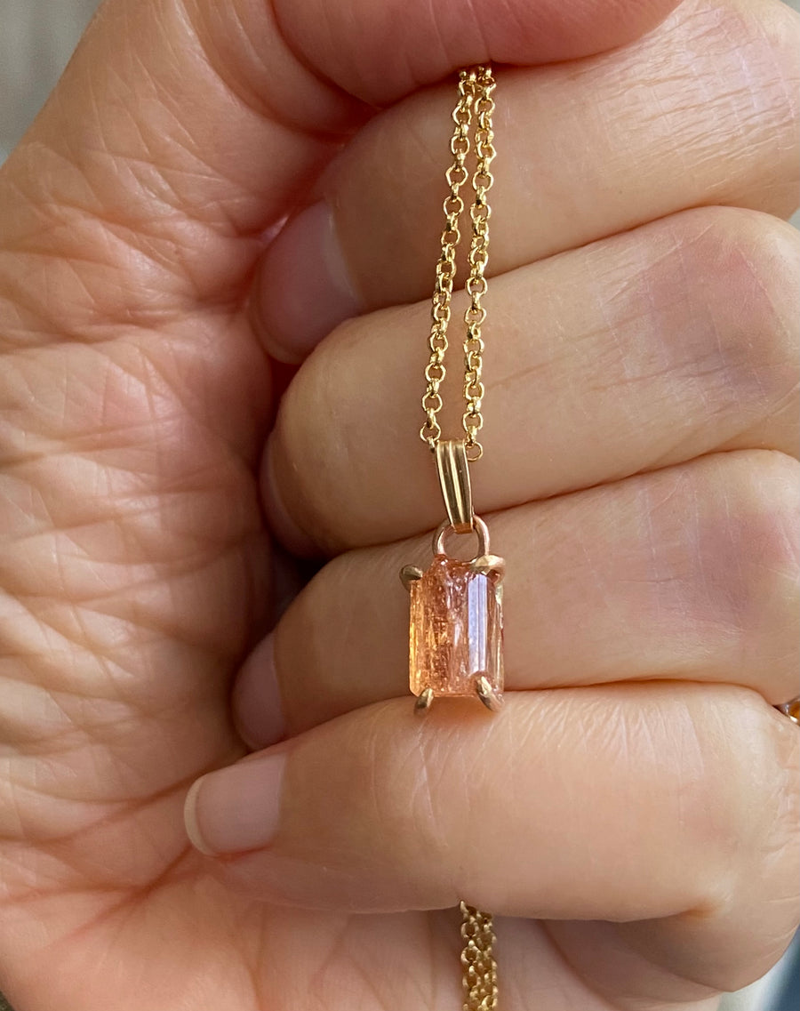 Raw Brazilian Imperial Topaz Pendant Necklace, November Birthstone Necklace