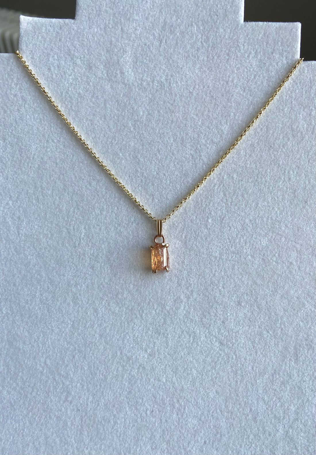 Raw Brazilian Imperial Topaz Pendant Necklace, November Birthstone Necklace