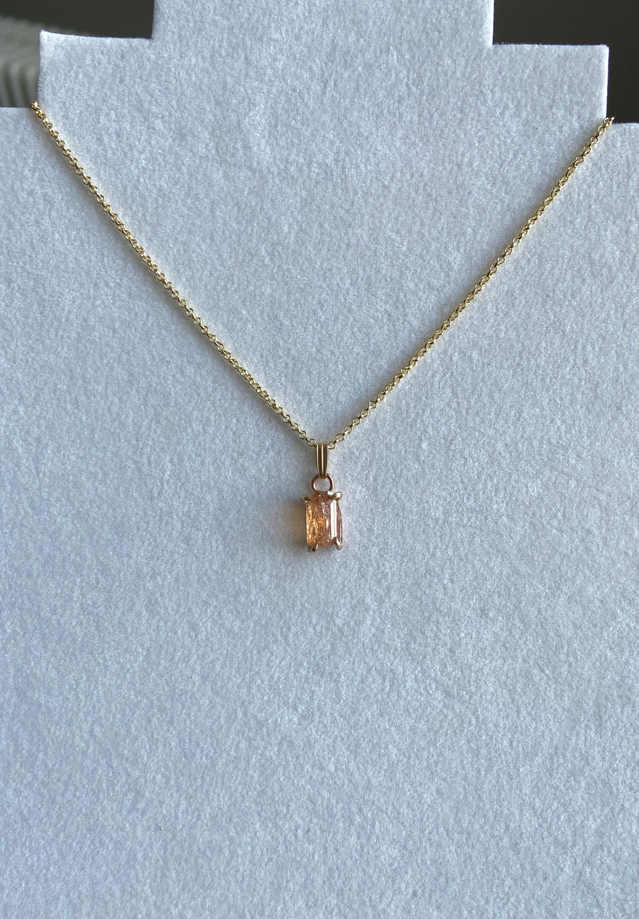 Raw Brazilian Imperial Topaz Pendant Necklace, November Birthstone Necklace
