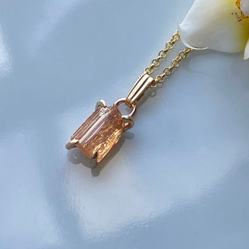 Raw Brazilian Imperial Topaz Pendant Necklace, November Birthstone Necklace
