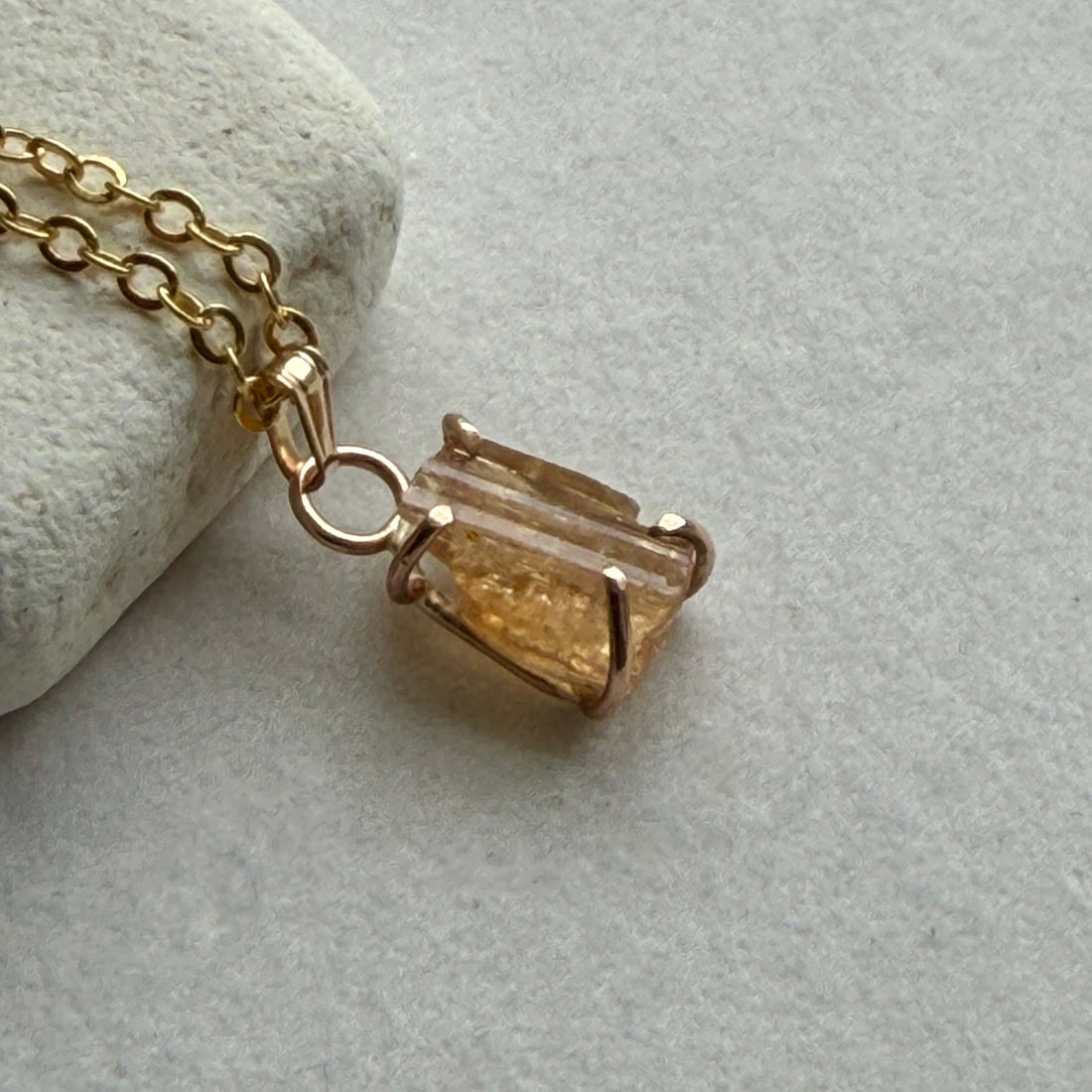 Raw Brazilian Imperial Topaz Pendant Necklace, November Birthstone Necklace