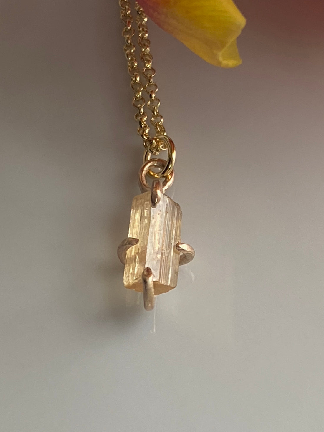 Raw Brazilian Imperial Topaz Pendant Necklace, November Birthstone