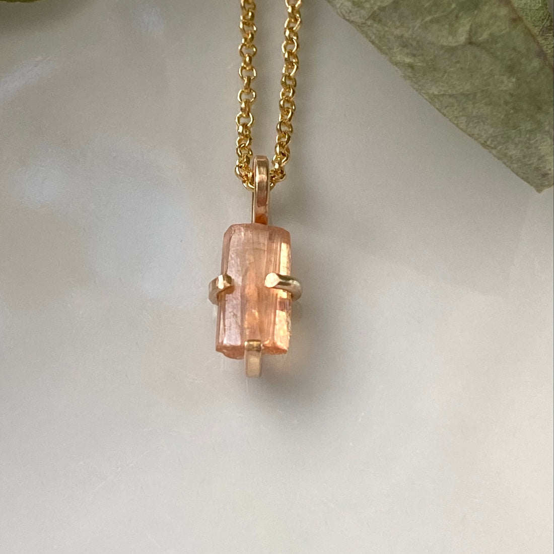 Raw Brazilian Imperial Topaz Pendant Necklace, November Birthstone