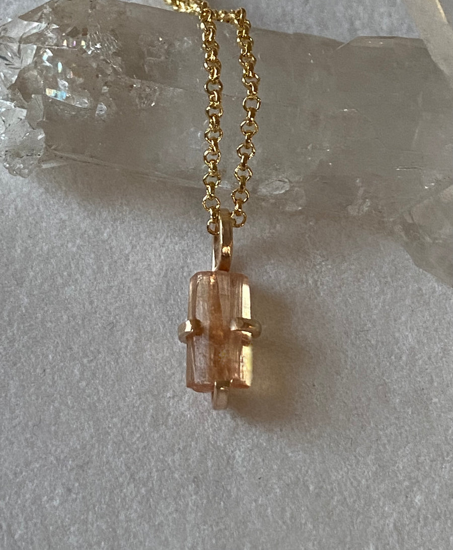 Raw Brazilian Imperial Topaz Pendant Necklace, November Birthstone