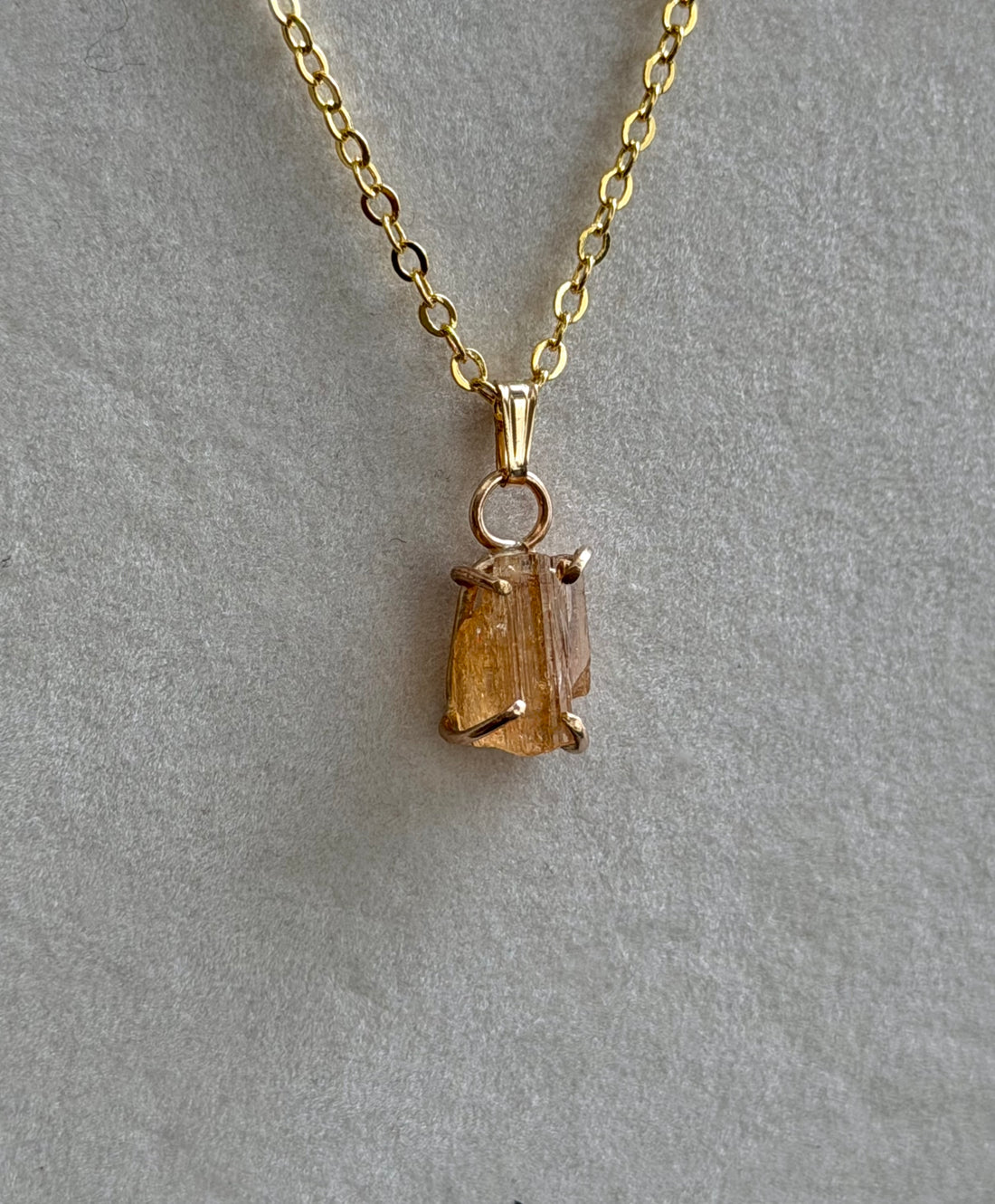 Raw Brazilian Imperial Topaz Pendant Necklace, November Birthstone Necklace