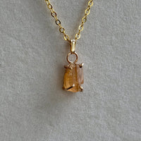 Raw Brazilian Imperial Topaz Pendant Necklace, November Birthstone Necklace