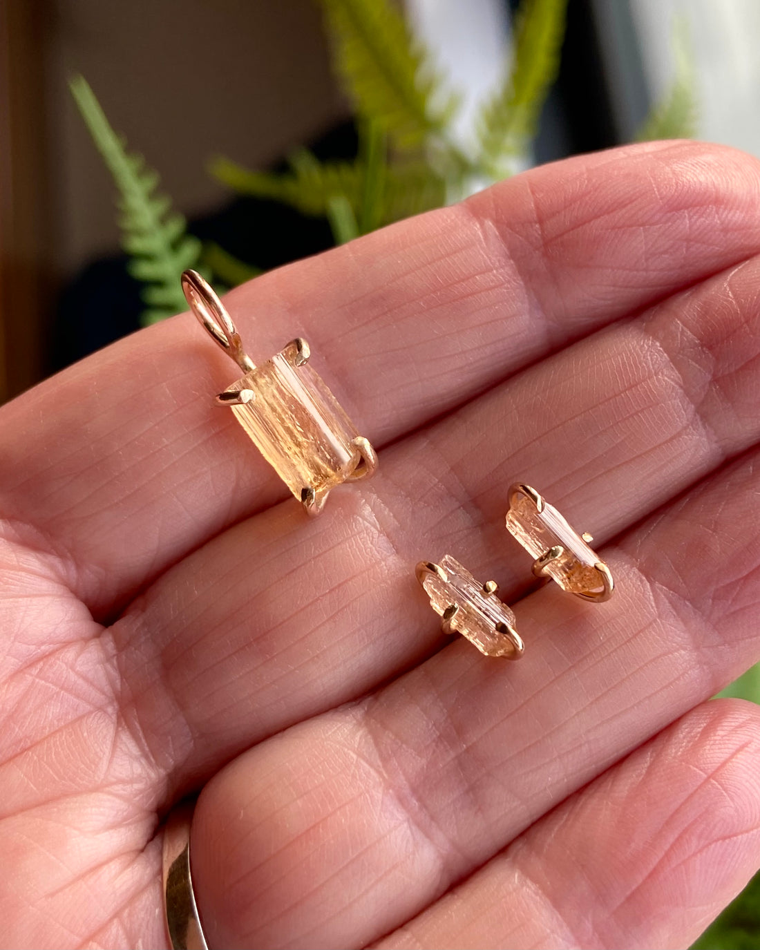 Raw Brazilian Imperial Topaz Stud Earrings, November Birthstone Earrings