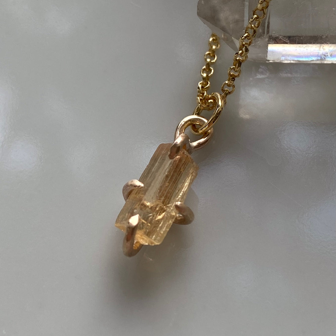 Raw Brazilian Imperial Topaz Pendant Necklace, November Birthstone