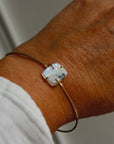 Moonstone Tourmaline Bangle Bracelet, October June Birthstone Bracelet