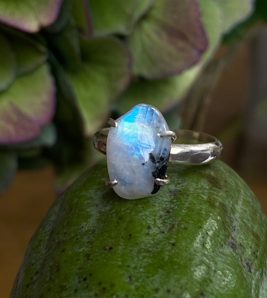 Moonstone Tourmaline Ring, October June Birthstone