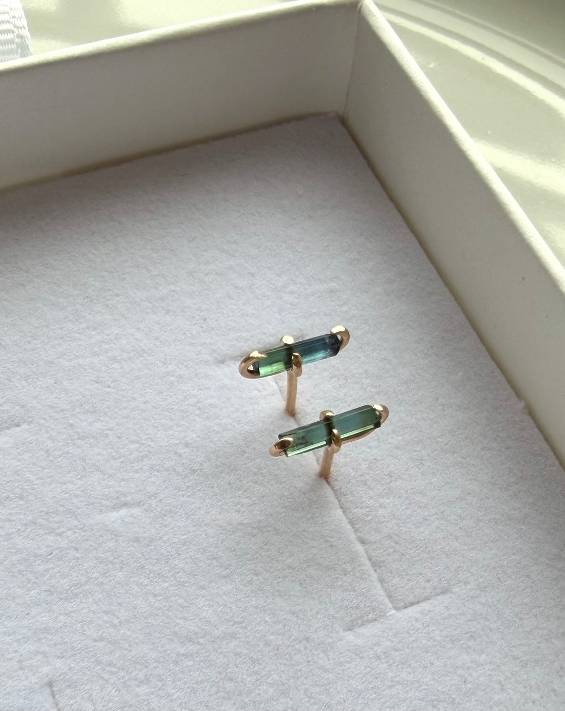 Raw Indicolite Teal Blue Tourmaline Stud Earrings, October Birthstone