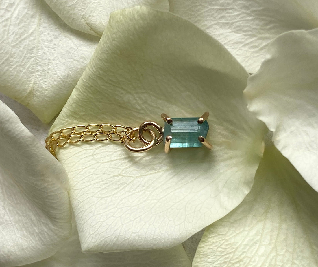 Raw Paraiba Tourmaline Pendant Necklace, October Birthstone Necklace