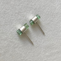 Raw Green Tourmaline Stud Earrings, October Birthstone Earrings