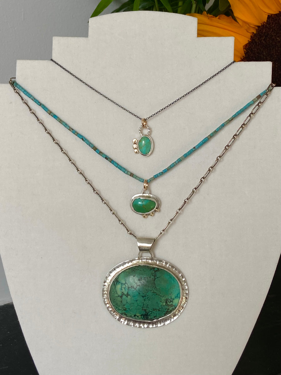 Arizona Turquoise Amulet Necklace, December Birthstone Necklace