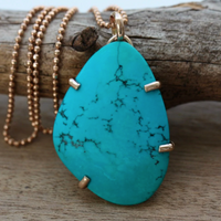 Large Turquoise Pendant Necklace, December Birthstone Necklace