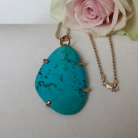 Large Turquoise Pendant Necklace, December Birthstone Necklace