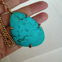 Large Turquoise Pendant Necklace, December Birthstone Necklace