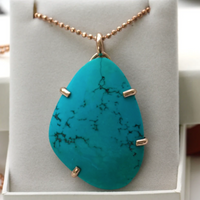 Large Turquoise Pendant Necklace, December Birthstone Necklace