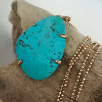 Large Turquoise Pendant Necklace, December Birthstone Necklace